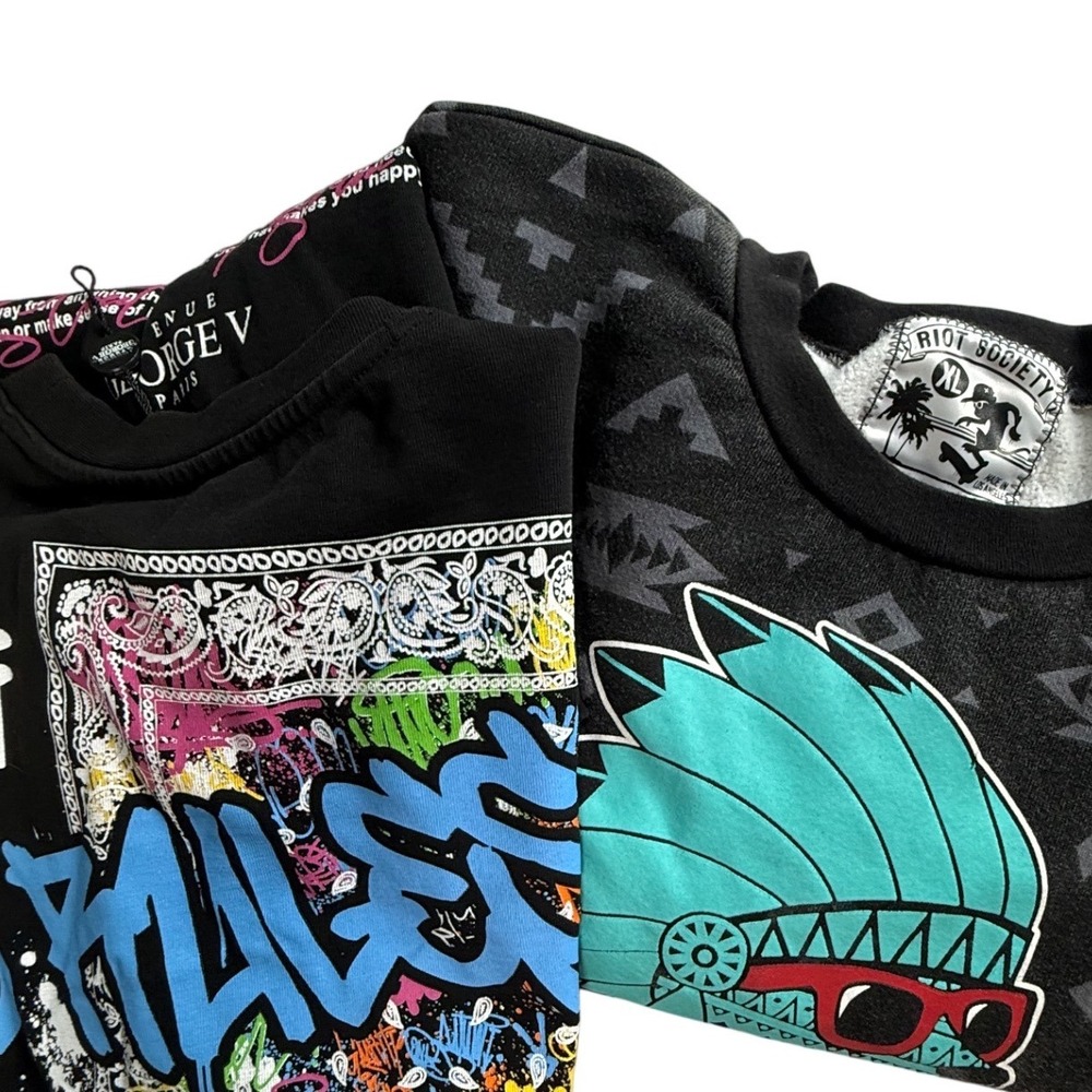 Riot Society Sweatshirt & Avenue George V Paris T-Shirt Men's Streetwear Bundle